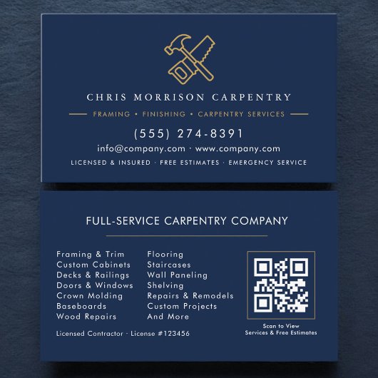 Carte de visite QR Code Charpenterie Amélioration