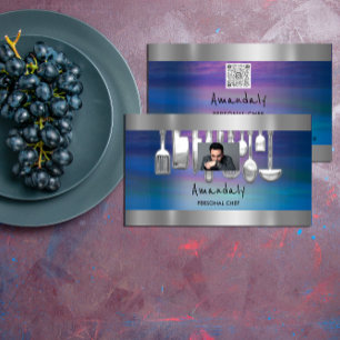 Carte De Visite QR Code Chef personnel Cuisine Restaurant Photo