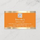 Carte De Visite QR Code Chef personnel Cuisine RestaurantFoodOrang (Dos)