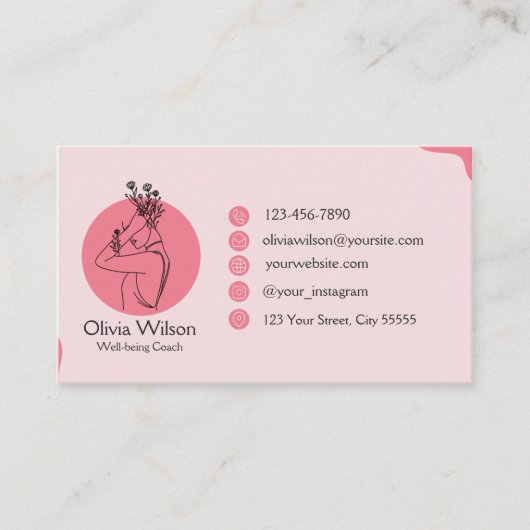 Carte De Visite QR Code Chic Feminine Rose (Devant)