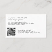 Carte De Visite QR CODE chic feuille bleue glam or designer intéri (Dos)