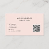 Carte De Visite QR Code Classy Minimal Blush Rose (Dos)