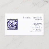 Carte De Visite QR Code Compagnie Logo Marine Blue Gradient Modern (Dos)