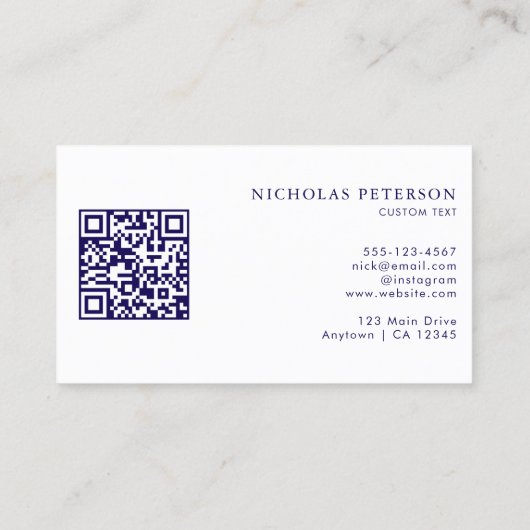 Carte De Visite QR Code Compagnie Logo Marine Blue Gradient Modern (Dos)