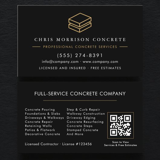 Carte De Visite QR Code Concrete & Cement Contractor Company
