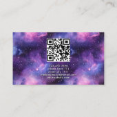Carte De Visite QR Code Cosmic Galaxy Stars Purple Nebula (Dos)