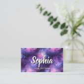 Carte De Visite QR Code Cosmic Galaxy Stars Purple Nebula (Debout devant)