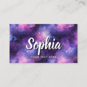 Carte De Visite QR Code Cosmic Galaxy Stars Purple Nebula (Devant)