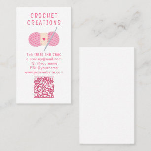 Carte de visite QR Code Crochet Fil Rose Entrepris