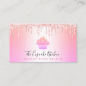 Carte De Visite QR Code Cupcake Bakou Chef Parties scintillant ros (Devant)