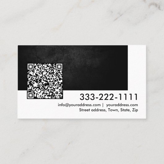 Carte De Visite QR Code Custom Design Contact virtuel Gras noir (Dos)