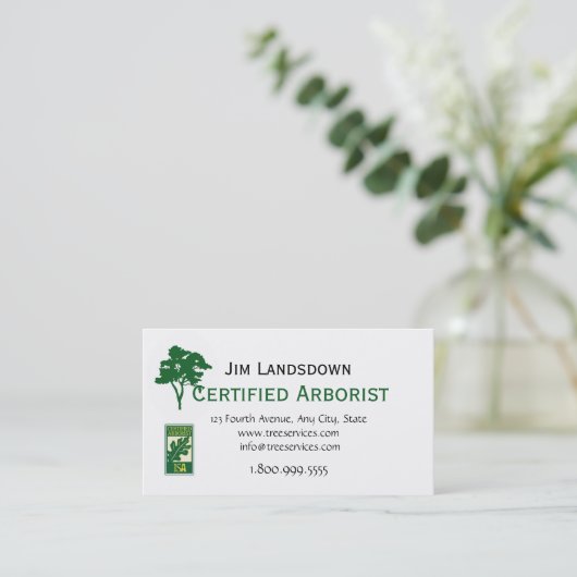 Carte De Visite QR Code Custom Tree Arborist Business Card (Debout devant)
