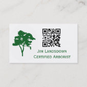 Carte De Visite QR Code Custom Tree Arborist Business Card (Dos)