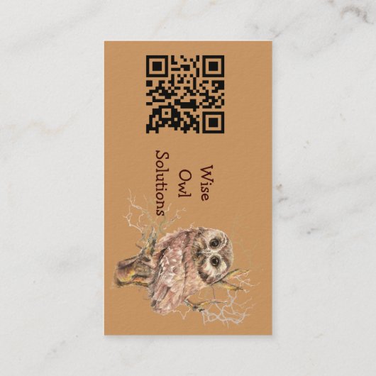 Carte De Visite QR Code Custom Wise Owl Solutions Business Card (Dos)