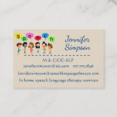 Carte De Visite QR Code Cute Kids Cartoon Holding Speech Words (Devant)