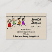 Carte De Visite QR Code Cute Kids Cartoon Holding Speech Words (Devant)