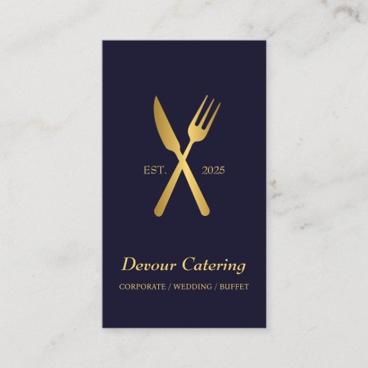 Carte De Visite QR Code Cutlery Chef Caterer Services de restaurat (Devant)