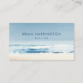 Carte De Visite QR Code de l'aquarelle scannable Côte Plage bleue (Devant)