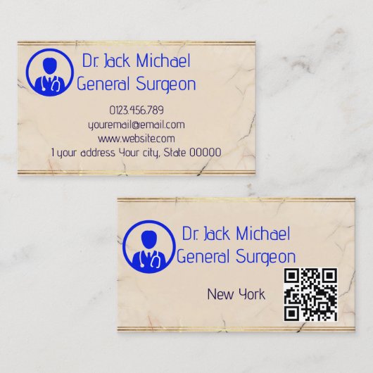 Carte de visite QR Code de médecin de luxe (Devant / Derrière)