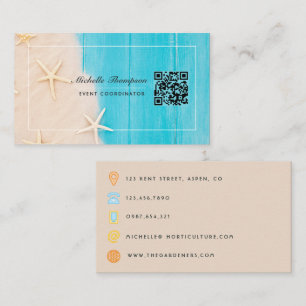 Carte de visite QR Code de plage rustique