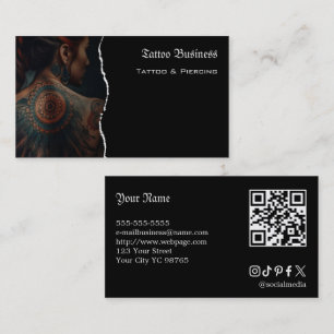 Carte de visite QR code de salon d'artiste de tato