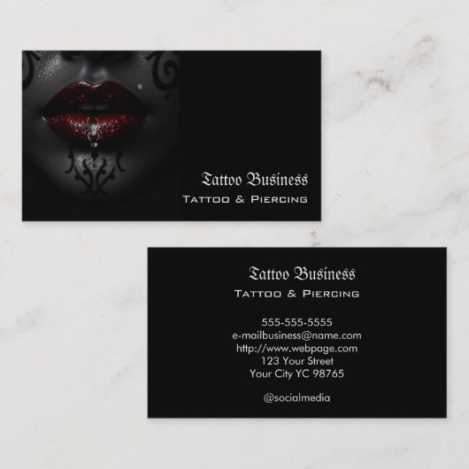 Carte de visite QR code de salon d'artiste de tato (Devant / Derrière)
