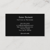 Carte de visite QR code de salon d'artiste de tato (Dos)
