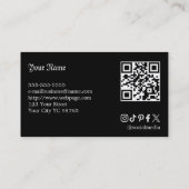 Carte de visite QR code de salon d'artiste de tato (Dos)
