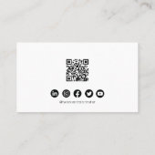 Carte de visite QR CODE de script noir et blanc mo (Dos)