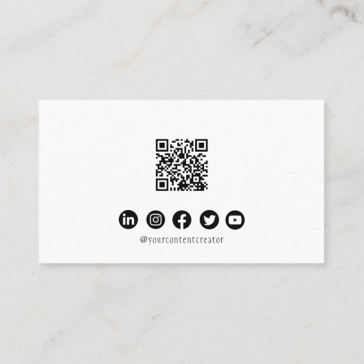 Carte de visite QR CODE de script noir et blanc mo (Dos)
