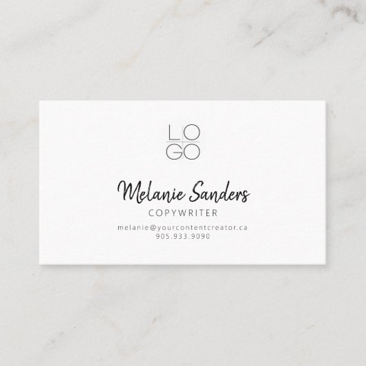 Carte de visite QR CODE de script noir et blanc mo (Devant)