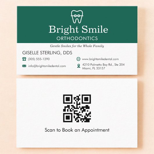 Carte De Visite QR Code Dentist & Orthodontics Office Braces Logo