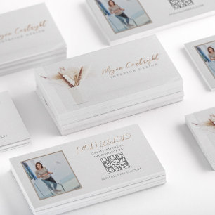 Carte De Visite QR Code Design d'intérieur moderne Floral Nature P