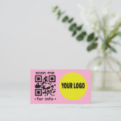 Carte de visite QR Code éditable Logo Moderne Rose (Debout devant)
