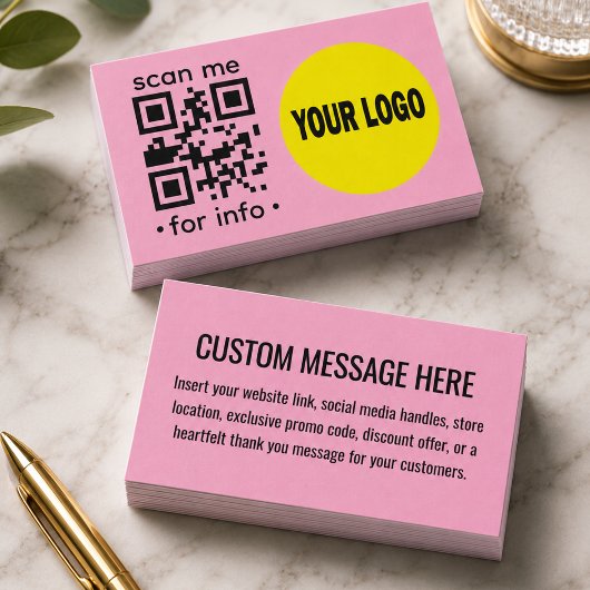 Carte de visite QR Code éditable Logo Moderne Rose