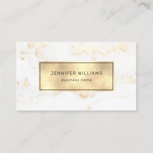Carte De Visite QR Code Elegant Marbre blanc Or Moderne (Devant)