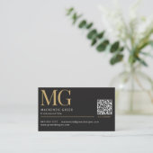 Carte De Visite QR Code Élégant Moderne Professionnel Monogramme (Debout devant)