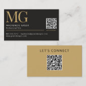 Carte De Visite QR Code Élégant Moderne Professionnel Monogramme (Devant / Derrière)