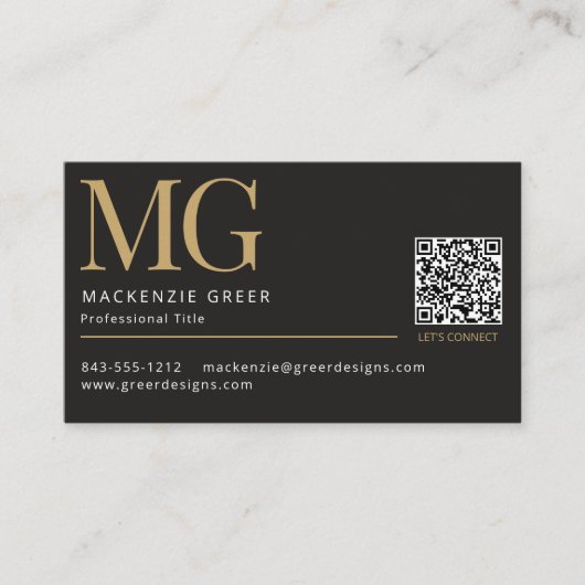 Carte De Visite QR Code Élégant Moderne Professionnel Monogramme (Devant)