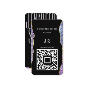 Carte De Visite QR Code Elegant Monogramme Connectez-vous avec nou