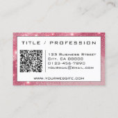 Carte De Visite QR Code élégant Rose rose Parties scintillant lumi (Dos)