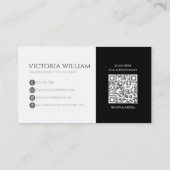 Carte de visite QR Code élégante Noir Gris Script (Dos)