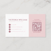 Carte de visite QR Code élégante rose pâle script (Dos)