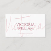 Carte de visite QR Code élégante rose pâle script (Devant)