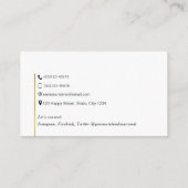 Carte De Visite QR Code, élégante tendance dorée moderne et person (Dos)