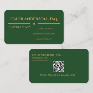 Carte de visite QR Code élégante verte émeraude et