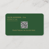 Carte de visite QR Code élégante verte émeraude et (Dos)