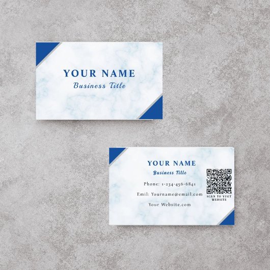 Carte de visite QR Code en marbre blanc efficace
