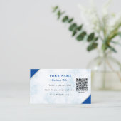 Carte de visite QR Code en marbre blanc efficace (Debout devant)