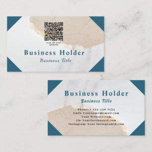 Carte de visite QR Code en marbre blanc élégante e